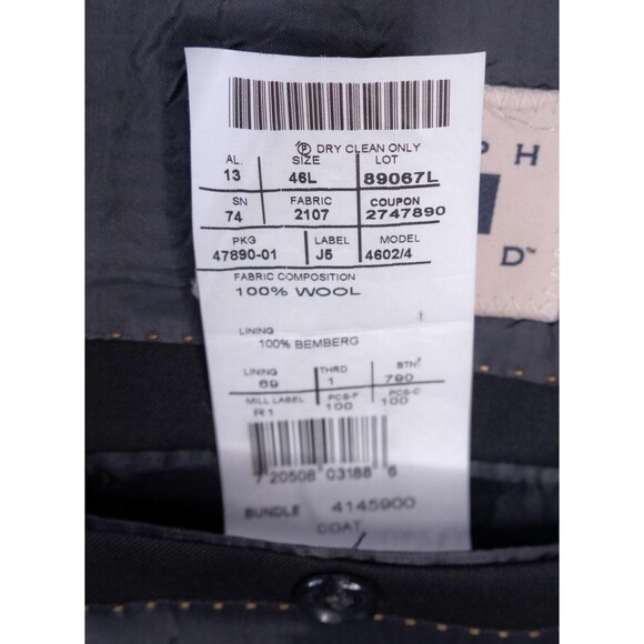 Joseph Abboud Solid Sz 46L REDA Wool Suit Coat Jacket Blazer Two Button EUC - Picture 12 of 14